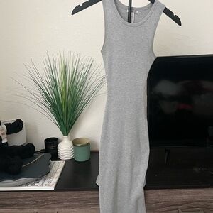 Charlotte Russe Gray Ribbed Midi Dress